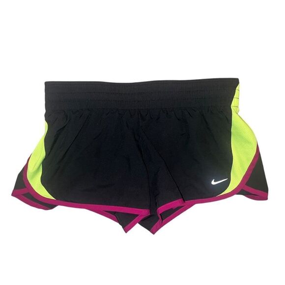 Nike Womens Tempo Brief-Lined Running Shorts Dri-Fit Black Pink Medium EUC - Picture 1 of 5